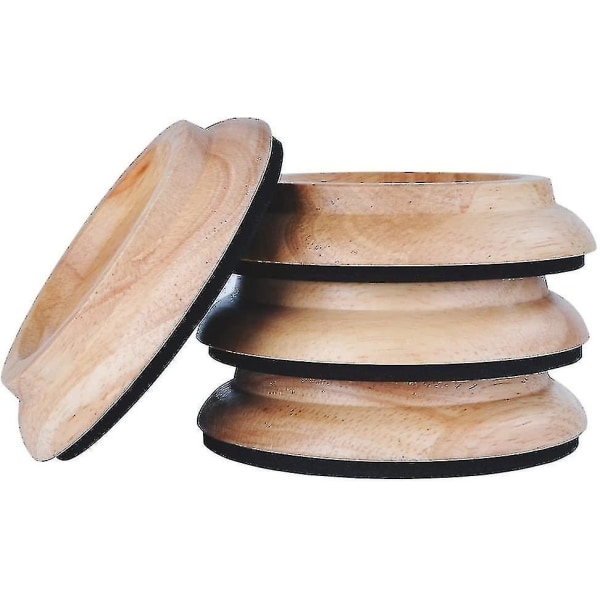 4 st Upright Piano Caster Cups, premium Hardwood Piano Caster Pads Furniture Leg（Natural Wood）