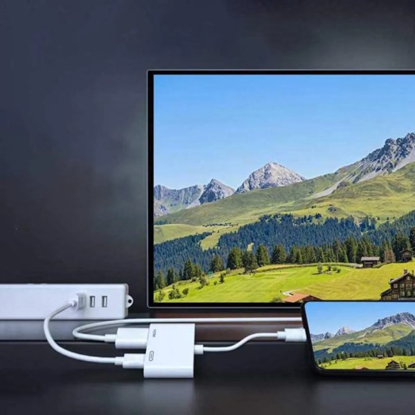HDMI Lightning Adapter för Apple iPhone 5 6 7 8 Plus X 11 12 13 14 15 iPad Air Pro Mini USB Hub-kabel 1080p FHD Full HD Video Converter Retoo