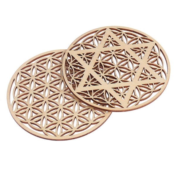 1 kpl Creative Chakra Pattern Coaster Wood Flower of Life Luonnonsymboli pyöreä (B)