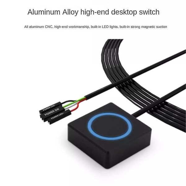 PC Power-knap Desktop Power Switch Ekstern Power Switch Aluminiumslegering Magnetisk selv-nulstillingsknap Metal Shell RGB
