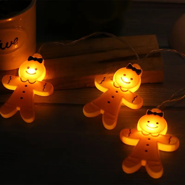 Pepparkaksgubbe LED-ljusslinga, Dekorationsljus, Jultomte Ljusslinga för Festen