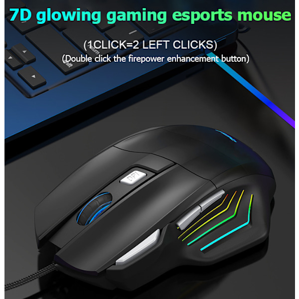 E-sports gaming mus med led-lys