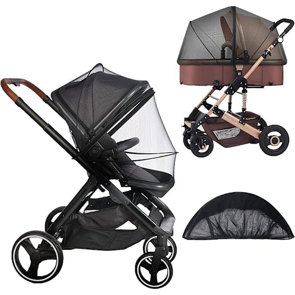 Myggnät för barnvagn, Hållbart myggnät för barnvagn, Dubbel dragkedja hopfällbart nätmyggnät för barnvagnar, Babyskydd (1)