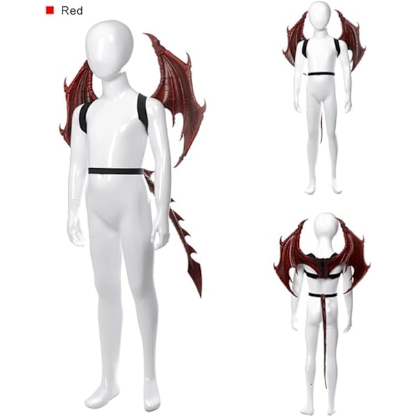Drakdräkt för barn pojkar flickor, drake vingar svans mask set, Halloween dinosaurie cosplay set för barn