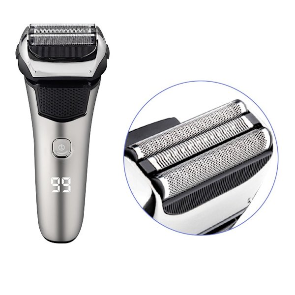 Svingbar barbermaskin med tre hoder, elektrisk barbermaskin for menn, vaskbar barbermaskin for hele kroppen og sideburns