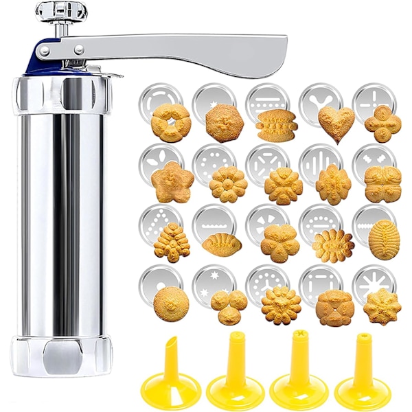 Cookie Press, Aluminum Alloy Cookie Press with 4 Nozzles and 20 Cookie Discs, Cookie Machine, Cookie Press for Baking