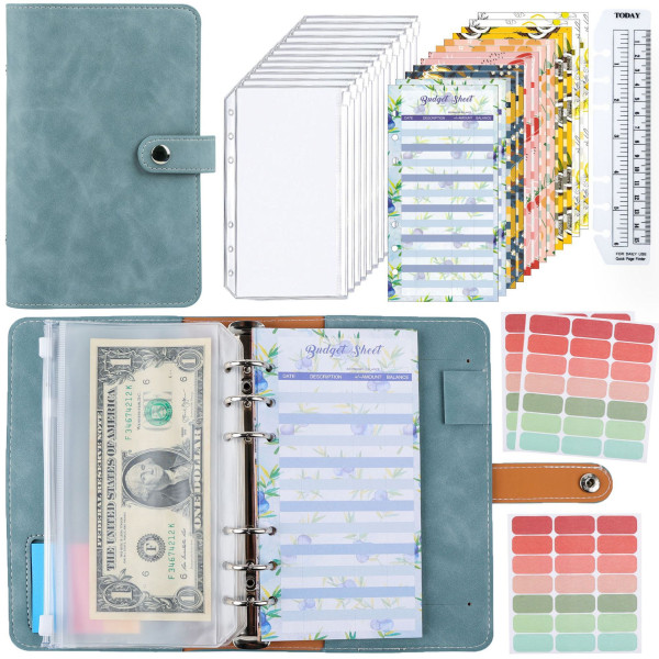 Budgethandbok kreativ bokföringsbok, familjebok A6 budgetplanerare, (ljusblå)