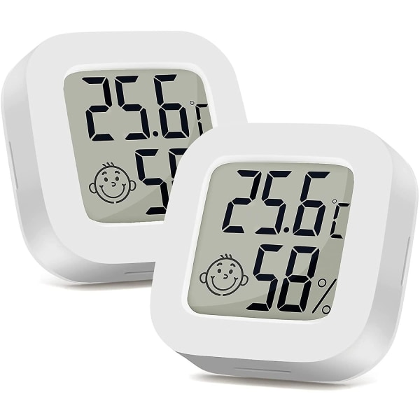 2 Liten digital hygrometer inomhustermometer med komfortindikator, temperatur- och luftfuktighetsmätare med hög noggrannhet, snabb avläsning för hemmet och kontoret
