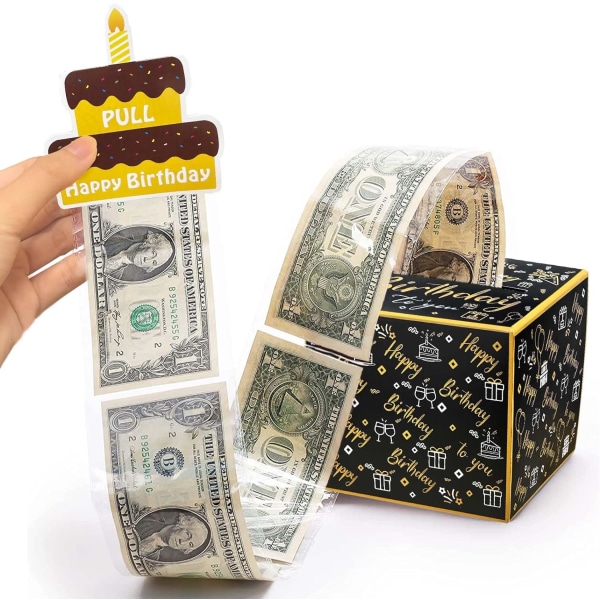 Grattis på födelsedagen Pull Out Cash Present Penning Box Cash Present Box med Pull Out Card DIY Kit Surprise Birthday Present Box