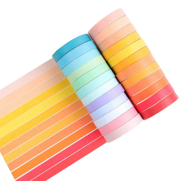 48 rullaa sateenkaaren väristä washi-teippiä, askarteluun, taiteeseen ja käsitöihin, päiväkirjoihin ja suunnittelijoihin, jokainen rulla 0,75 cm ja 2 m