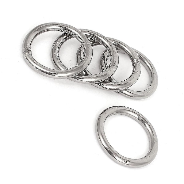 40 mm x 5 mm vävband i rostfritt stål Svetsade O-ringar 5 st (silver)