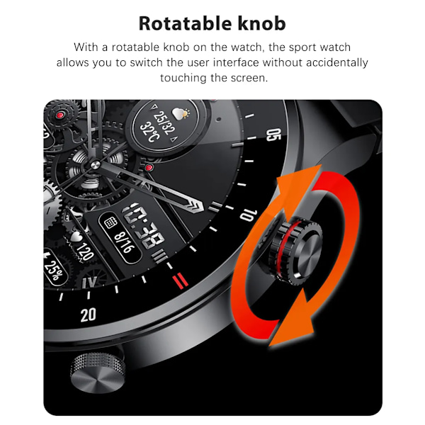 Smartklokke IP67 vanntett sportsklokke BT5.1 Smart Watch Fitness Tracker Multifunksjonell klokke Kompatibel med Android5.0/iOS10.0