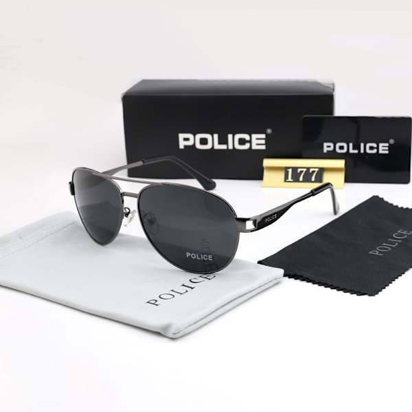Poliisin miesten polarisoidut UV400 aurinkolasit Aviator-lasit ajolasit（Musta）