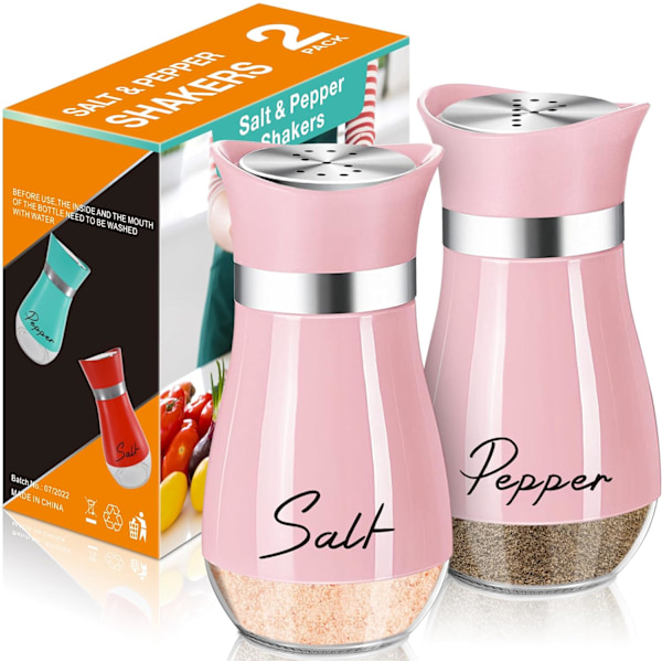 Salt- og pepperbøsse sett, 4 oz glassbunn salt pepper shaker med rustfritt stål lokk for kjøkkenutstyr matlaging bord, bobil, camping