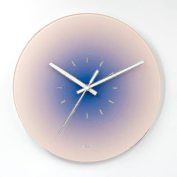 Nordic Style Gradient Solnedgång Väggklocka Ljus Lyx Vardagsrum Stansfri Mute Glas Watch klocka Heminredning（35cm，SKU-6）