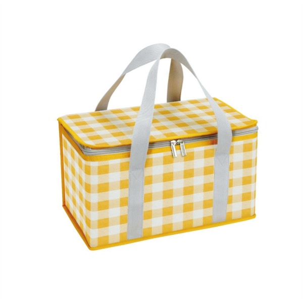 Picknickkorg med thermal och friskhet picknickpåse (1 st - gul och vit rutig)