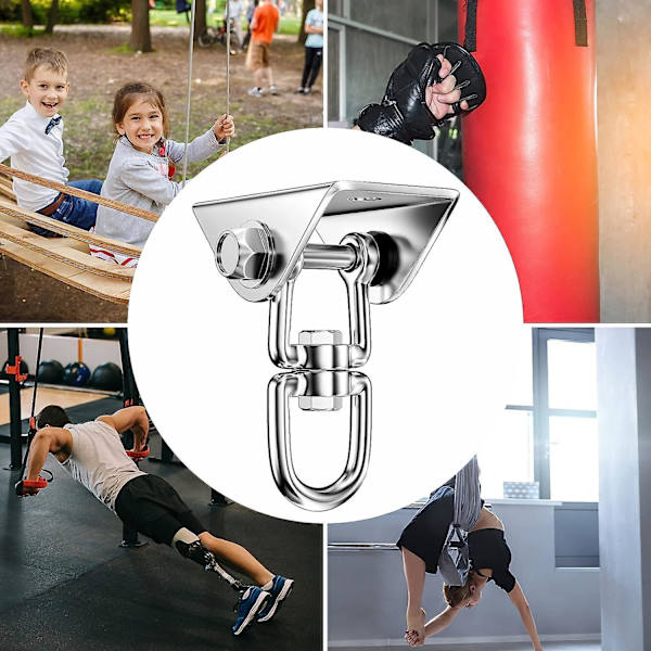Tung takkrok Rostfritt stål 450 kg Kapacitet 360 rotation, krokar Svängupphängning med skruvfäste för hängande stol, gunga, yogahandduk, Punchi
