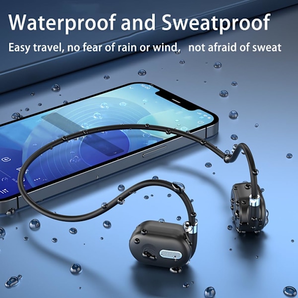 Open Ear-hovedtelefoner Luftledning Hovedtelefoner Bluetooth 5.3 Touch Control Trådløse Earbuds 10H Spilletid Svedtæt Sportsheadset til Løb,Cykling