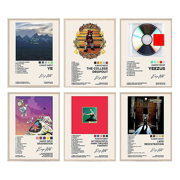 Lahjat Julisteet Kanye West Albumin cover Räppäri Musiikki Julisteet Seinätaide Huone Esteettinen Kodinsisustus Kehystämätön 6kpl/ set