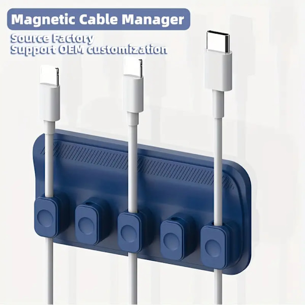 Magnetisk kabelhåndtering, kabelholderklips, flerbruks skrivebordssnorholder, 5 klips for belysning USB C Micro-kabel, fester seg til tre, marmor, metall