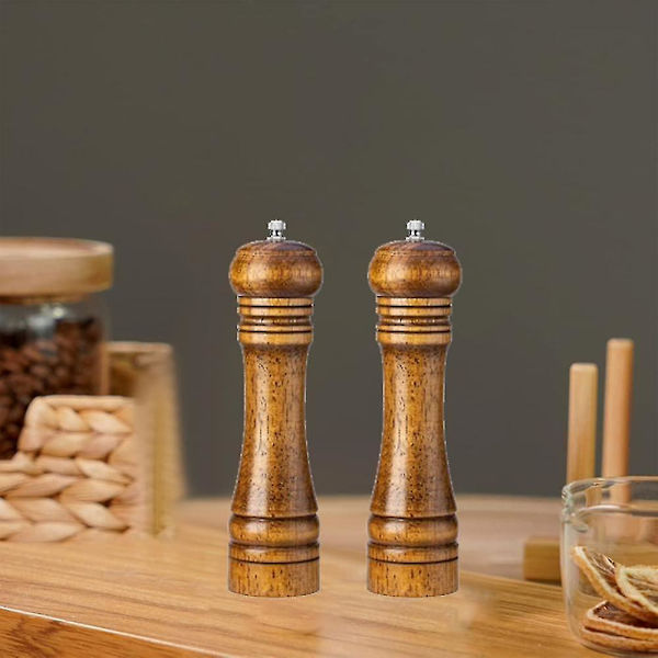 Salt- och pepparkvarn Spice Shaker massivt trä med justerbar keramisk kvarnsats 2st