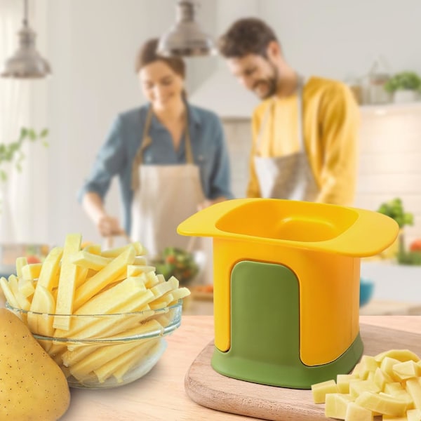 Pommes frites-skärare, snabb potatisskärare med vågskärare, rostfritt stålbladhackare för potatis
