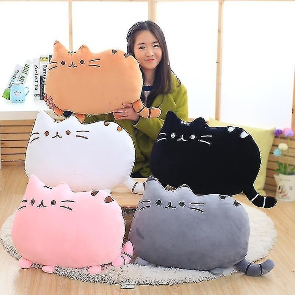 Söt kakkatt plyschleksak bilkudde Söt katt presentkudde för present.c（40cm，svart）