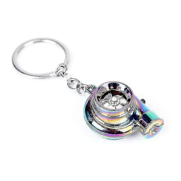 Auton metallinen avaimenperä Sound Turbo Key Liukulaakeri Pyörivä Malli Turbiini Turbo Ring Avain Turbo Muotoiltu Korkealaatuinen (Hopea)