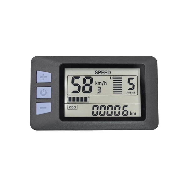 P3h LCD-skärmsmätare instrumentpanel 24v 36v 48v 60v elcykelmätare Displaypanel för elektrisk Scoo（Svart）