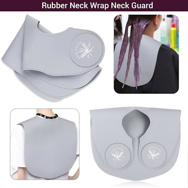 Grey Salon Hårfärgning Halsband, Vattentätt Spänne Design Frisör Hårfärg Halsband, Silikon Hårklippande Sjal Gummihalsinpackning Frisör