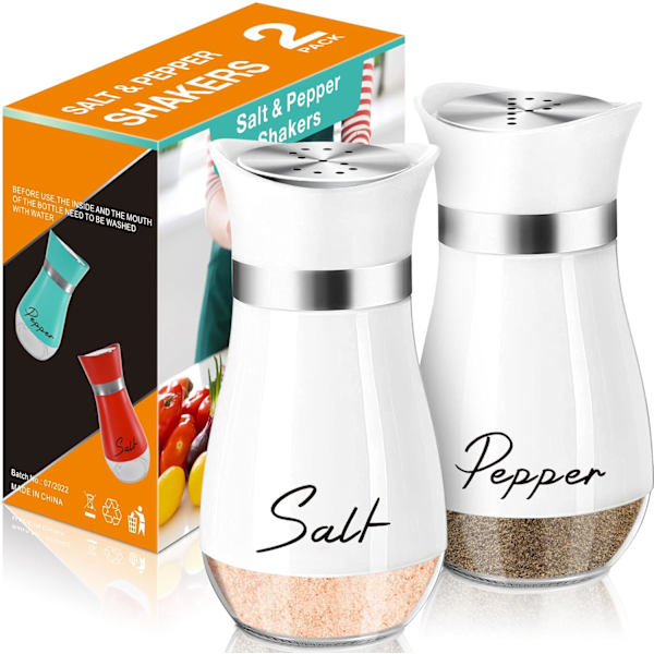 Salt- og Peberkværn Sæt, 4 oz Glasbund Salt Peberkværn med Rustfrit Stål Låg til Køkken Gadgets Madlavning Bord, RV, Camp