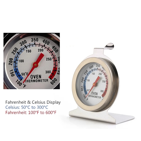 Ugns termometer upp till 300°c rostfritt stål ugns termometer kök termometer grill termometer med krok omedelbar avläsning för kök