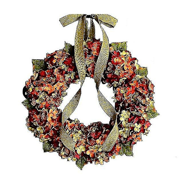 35 cm kunstig efterårshortensia krans juledekoration Thanksgiving dørhænger（40 cm）