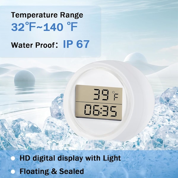 Isbad Termometer Timer, Flydende Termometer til Isbad, Vandtæt IP67, Kold Neddyknings Termometer og Timer