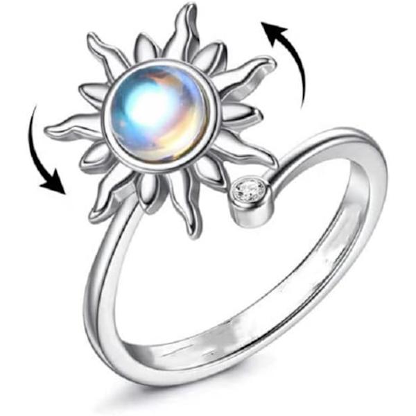 Angst Fidget Spinner Ring, Fidget Ringe til Angstlindring Stress Åben Justerbar Blomst Måne Stjerne Figet Spinder Ring Stakbar Ring