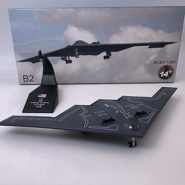 Diecast 1/200 skala B2 USAF B-2A bombefly modellfly replika modell leketøy for visning samling（A）