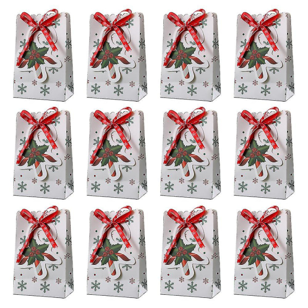 12 st julpapperspåse, julklappspåse Söt modepapperspåse (vit)