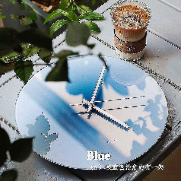 Nordic Style Gradient Sunset Seinäkello Light Luxury Olohuone Rei'ittämätön Mute Lasinen Seinäkello Kello Watch （35cm，SKU-6）