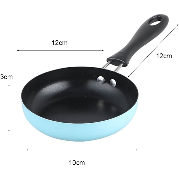 Mini stekepanne, 12CM liten panne, mini non-stick panne, bærbar mini stekepanne for egg, bacon, skinke, biff, camping