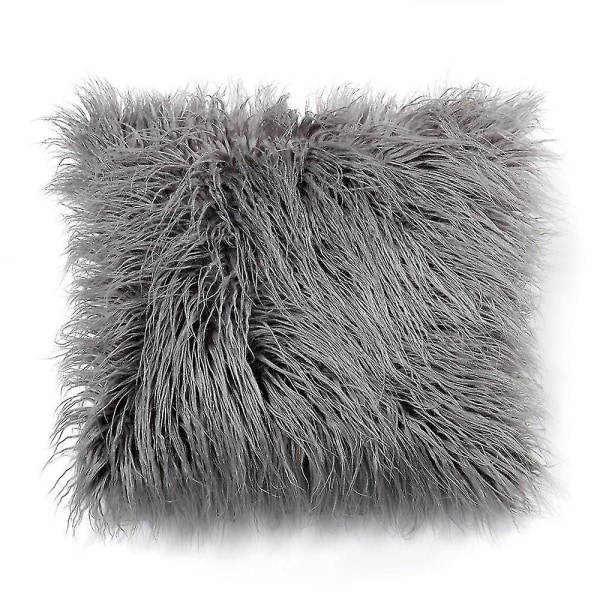 Pillowcases Faux Fur Set Of 2（45*45 cm，Grey）