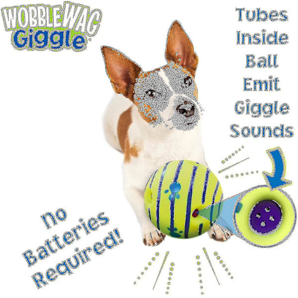 Wobble Wag Giggle Ball, Interaktiivinen koiranlelu, Hauskat kikatusäänet, 14 cm (tyyli 1)
