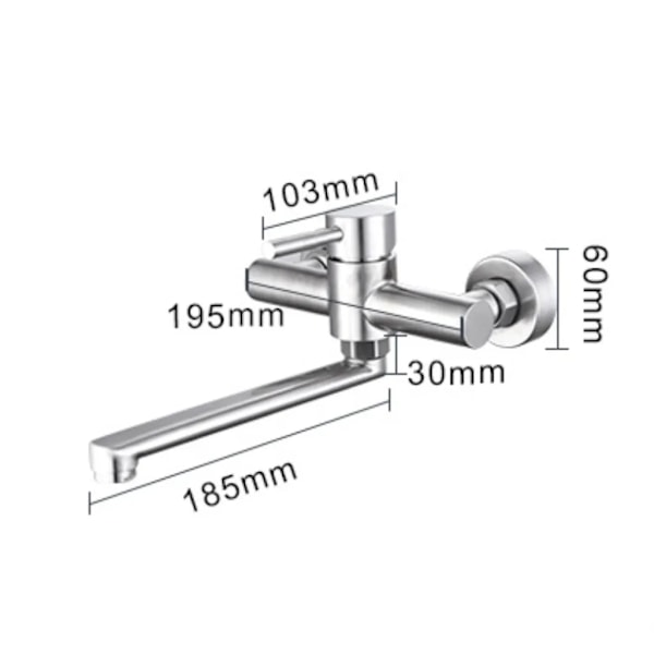 360° drejelig vægmonteret vandhane i rustfrit stål 304 til køkken