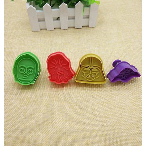 4 st Star Wars Kakformar Plast Fondant Cutter Flerfärgad Kex Cutter 3d Cookie Cutter Set Star Wars Form