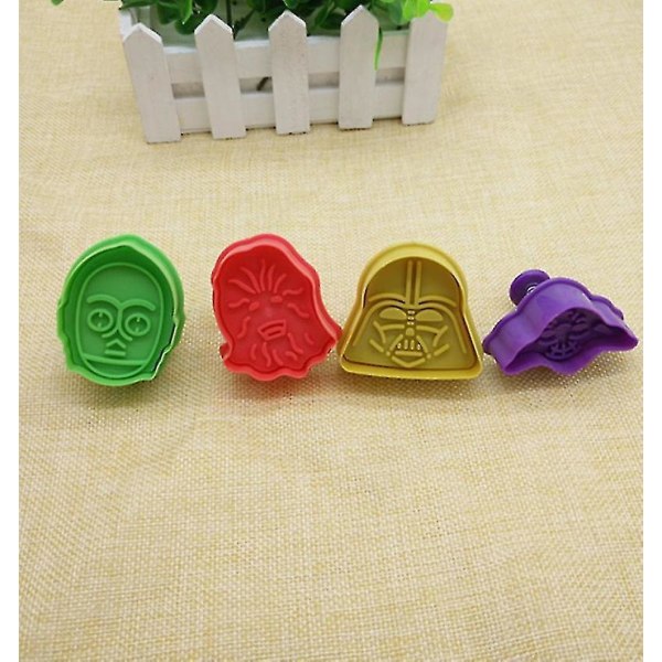 4 stk Star Wars Cookie Cutter Plast Fondant Cutter Multi-farve Kiks Cutter 3d Cookie Cutter Sæt Star Wars Bageform