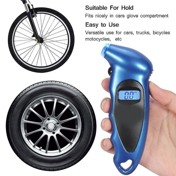 Digital dæktryksmåler 150 Psi 4 indstillinger til bilcykel med baggrundsbelyst LCD og skridsikkert greb (farve 5)