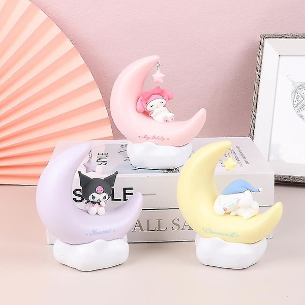 Moon Led Lys Anime Kuromi Cinnamonroll Kawaii Tilbehør Ornament Natlys（Cinnamon hund）