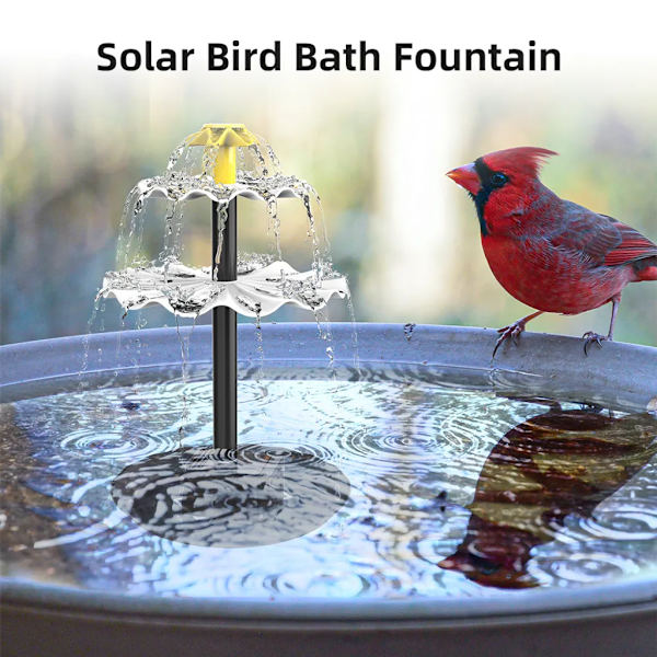 4 W solcelledrevet springvandspumpe til fuglebad med 9 dyser, solcelledrevet springvandspumpe til havedam, pool, akvarium, fiskebeholder og udendørsområde