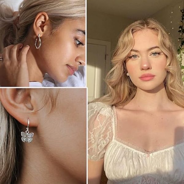 38 par silver creolörhängen-set för kvinnor, boho dinglande örhängen-paket, akryl diverse smycken för present