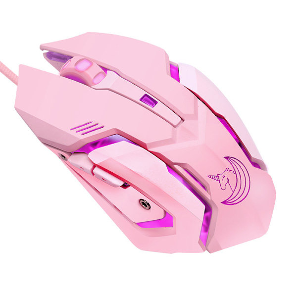 Gamingmus med tyst klick, LED-bakgrundsbelyst optisk spelmus ergonomisk USB-kabelmus kompatibel med bärbar dator PC, 7 knappar, 4 justerbar DPI
