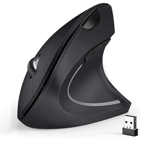 Langaton hiiri, ergonominen hiiri USB-vastaanottimella, 2,4 g ladattava optinen pystysuora hiiri, tarkka optinen hiiri 1600 dpi, 6 painiketta PC:lle/la